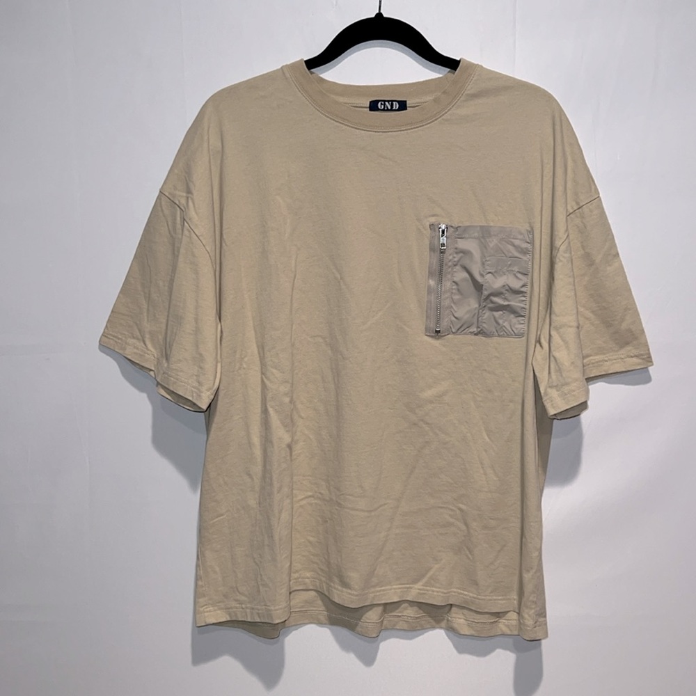 MENS GND Tan T-shirt with Zipper Chest Pocket!